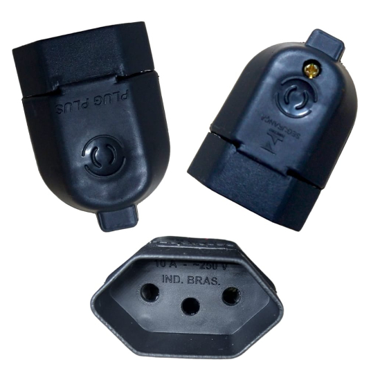 Kit Plugue Macho ou Fêmea Preto 2P 10 a 250 V Preto 1/2/6/10 Unidades