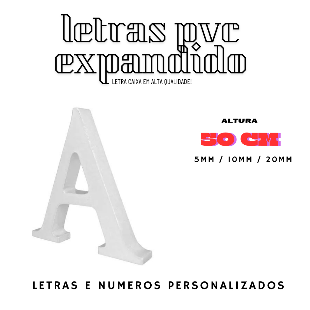 Letras logomarca  em Pvc expandido 10mm 50cm branco/Fachadas /Letreiros/ Logotipo