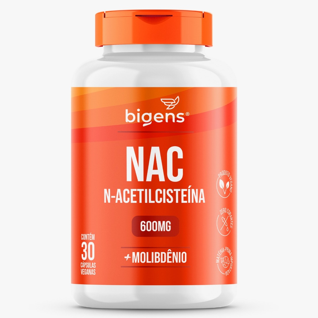 Nac N-acetilcisteína 600mg + Molibdênio | 30 Cápsulas Veganas | Bigens em Oferta na Shopee