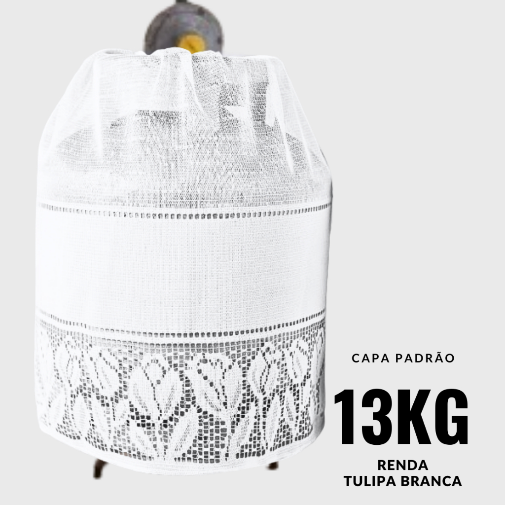 Capa para Botijão 13kg Renda com Desenho Tulipas