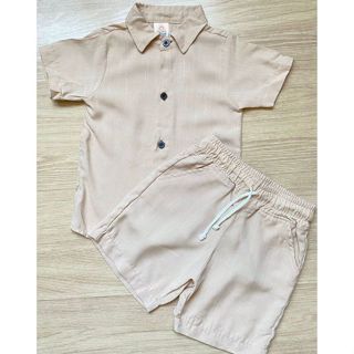 Conjunto Infantil Menino Básico Minimalista Camisa E Short em Oferta na Shopee