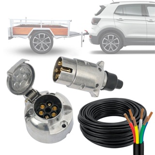 Kit Tomada Engate Reboque Alumínio Completa 6 Polos + 5m Cabo PP 6 Vias Carro Cavalo Mecânico em Oferta na Shopee