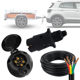 Kit Tomada Engate Reboque 7 Polos Macho Fêmea Carretinha Carreta 12v Com 5m De Cabo PP 5x1mm em Oferta na Shopee