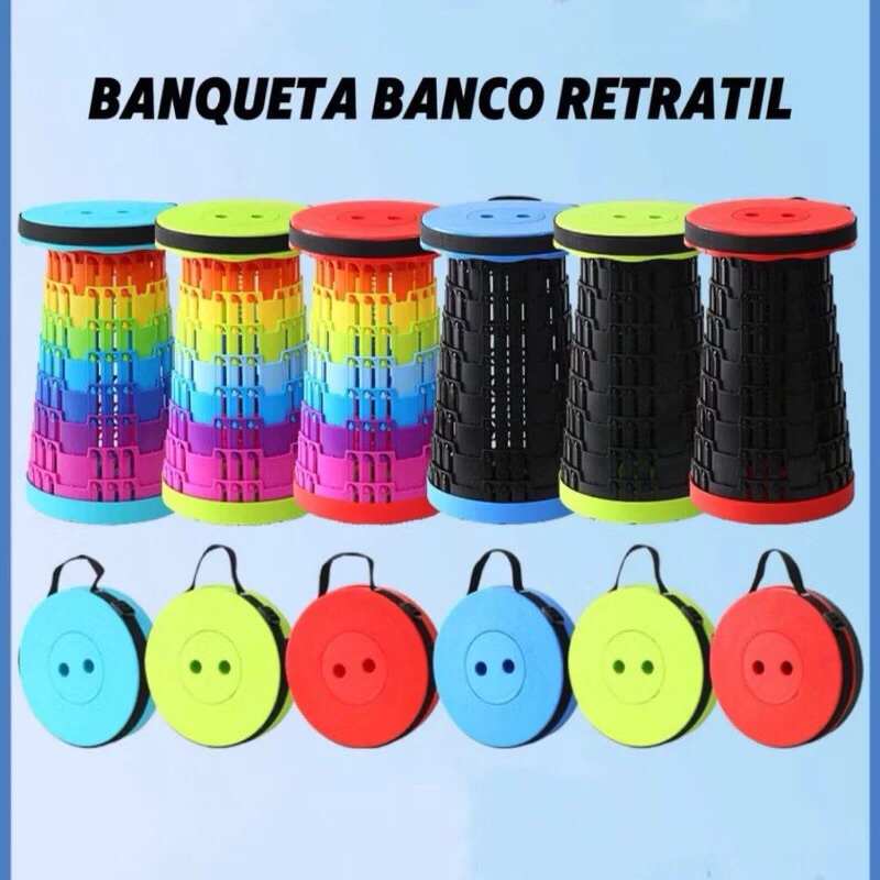 Banqueta Banco Retrátil Portátil com Alça Telescópica Banquinho Dobrável Ajustável serve para praias Pesca Camping