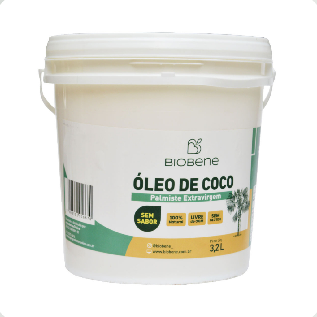 Óleo De Coco De Palmiste Sem Sabor Sem Glúten Biobene 3,2l