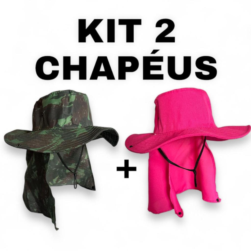 KIt 2 Chapéu Pescador Australiano Proteção Pescoço Sol Camping Australiano Proteção Nuca Pescoço em Oferta na Shopee