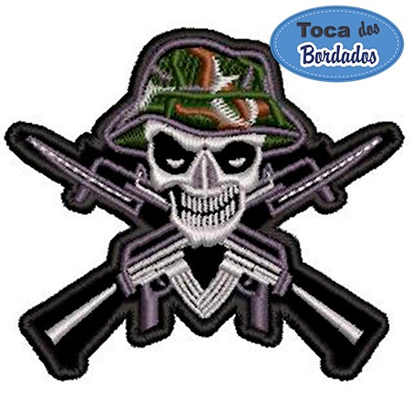 Patch Bordado Caveira Forças Especiais 7x8 cm Cód.2325 - Brasil