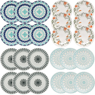 Jogo de pratos rasos de jantar em ceramica biona 6 unidades 24cm grande