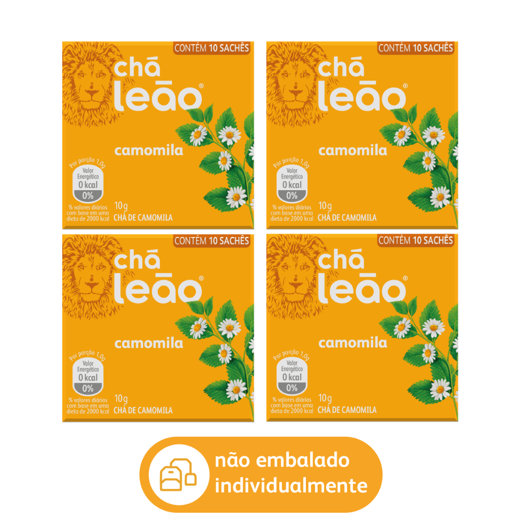 Kit Chá Leão de Camomila 4 Caixas de 10 un - 40 Sachês - Food & Beverages