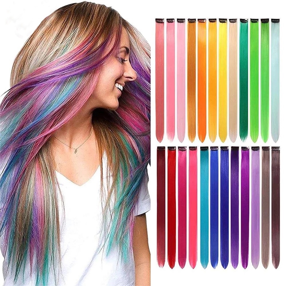 Mecha Colorida 50cm Tic Tac Aplique Cabelo colorido