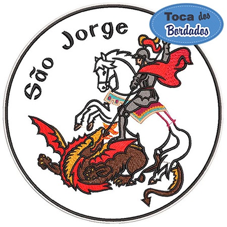 Patch Bordado São Jorge 20x20 cm Cód.4891 - Santo Guerreiro - Fixação Costura