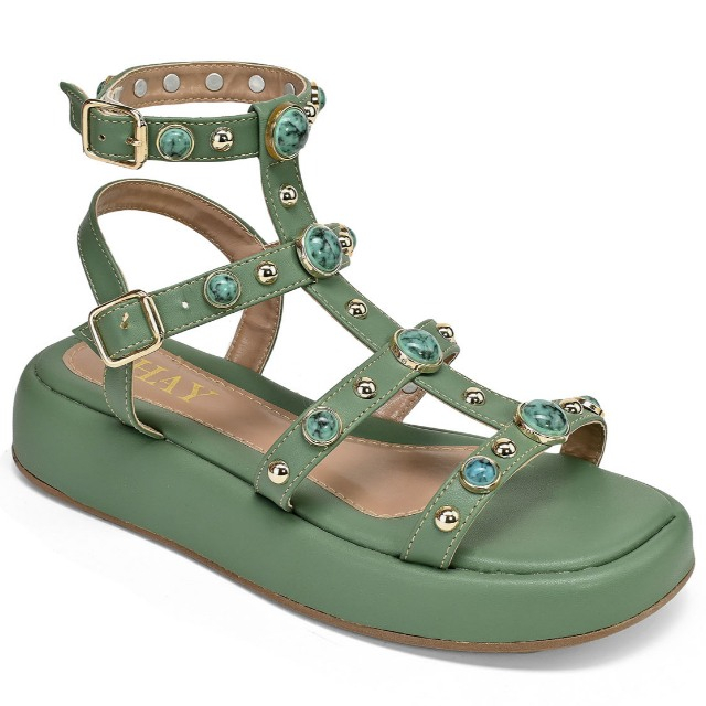 Sandália Papete Flatform Birken Feminina Shay Pedrarias Rasteira Confortável Papete Blogueira Macia