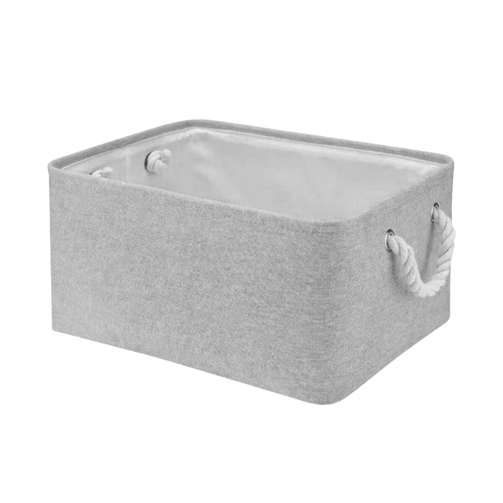 Cesto Organizador Multiuso Dobrável Cinza Roupa Suja Brinquedos Grande 42 x 32 cm