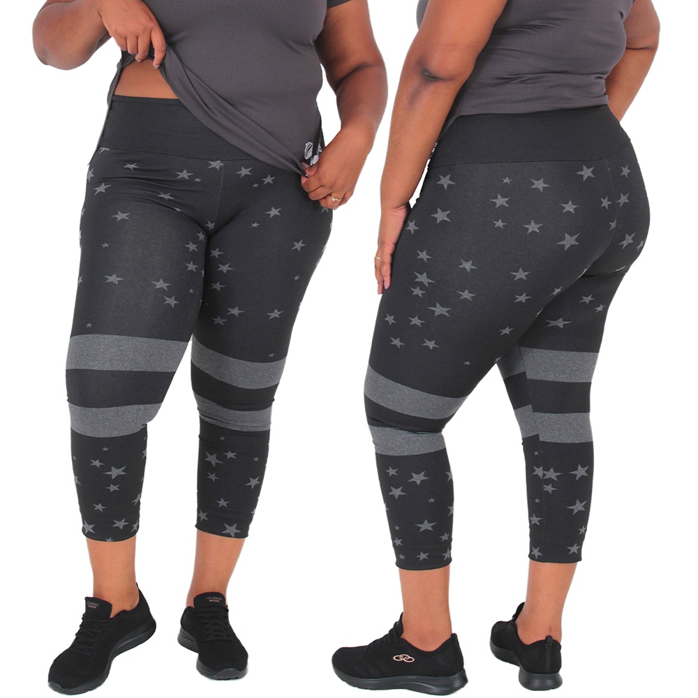 Legging Plus Size Cintura Alta Fitness Academia Zero Transparência