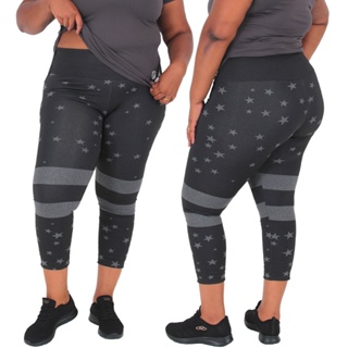 Legging Plus Size Cintura Alta Fitness Academia Zero Transparência em Oferta na Shopee