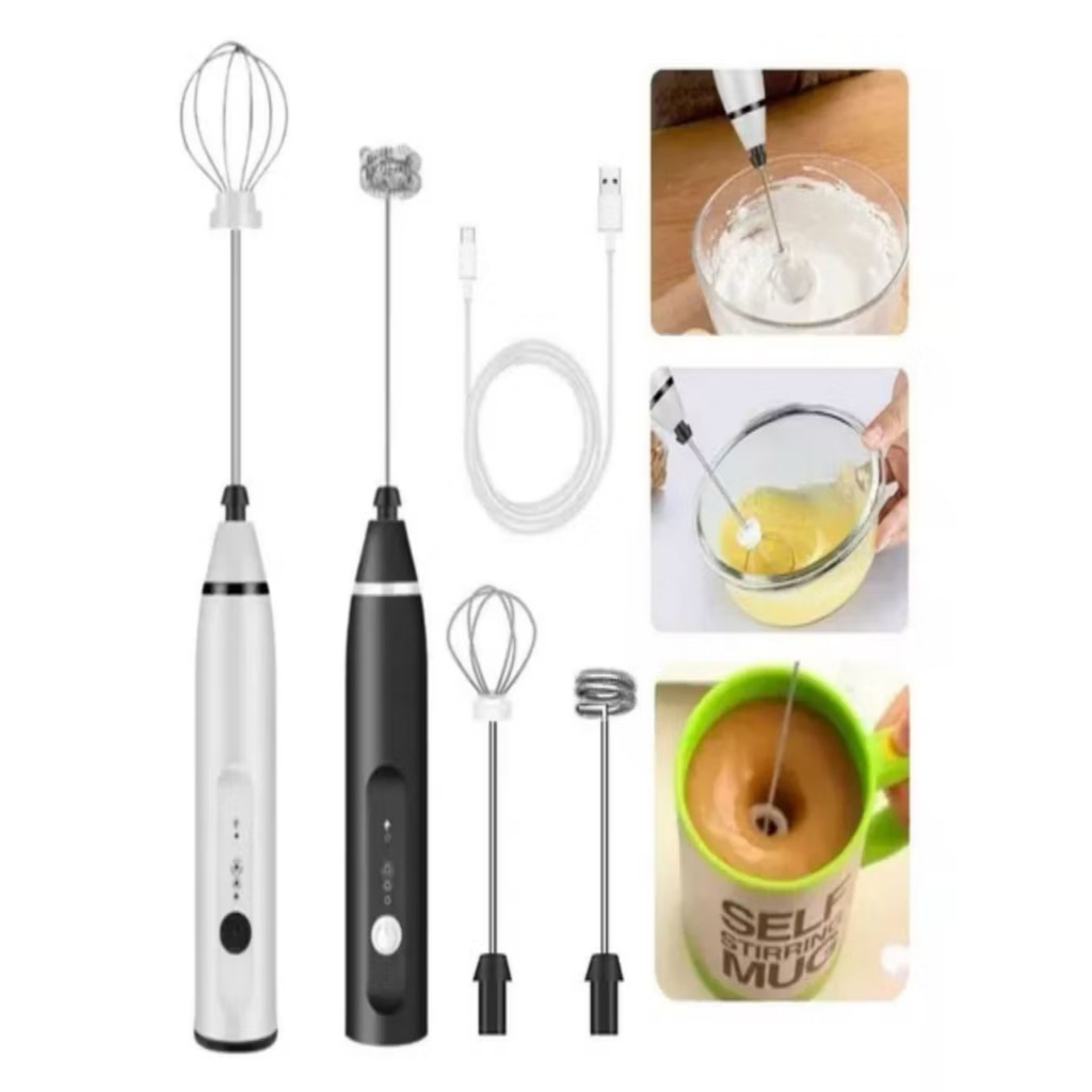 Batedor Misturador Mixer Elétrico para Bebidas Leite Café Clara de Ovo 2 em 1