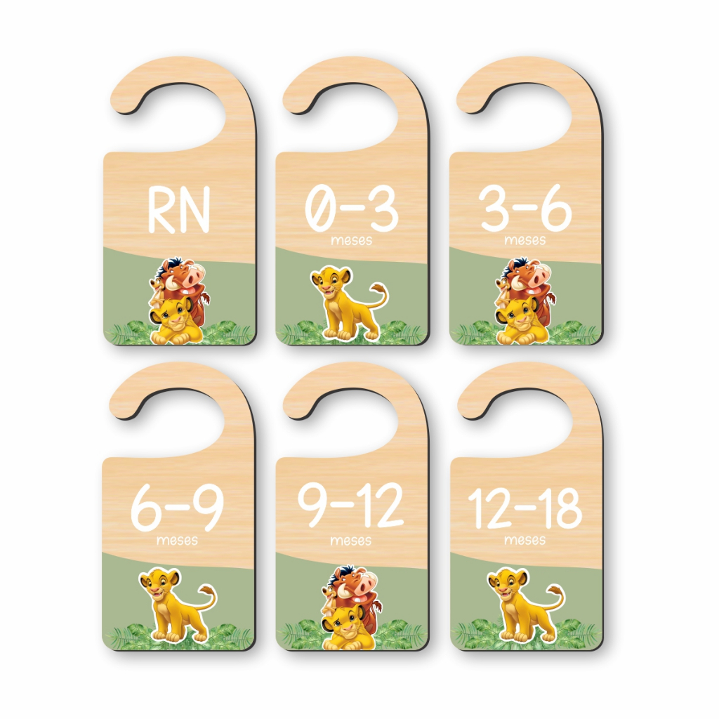 Organizador De Cabides E Separador Bebê Rei Leão Hakuna Matata Simba Timão Pumba Mdf