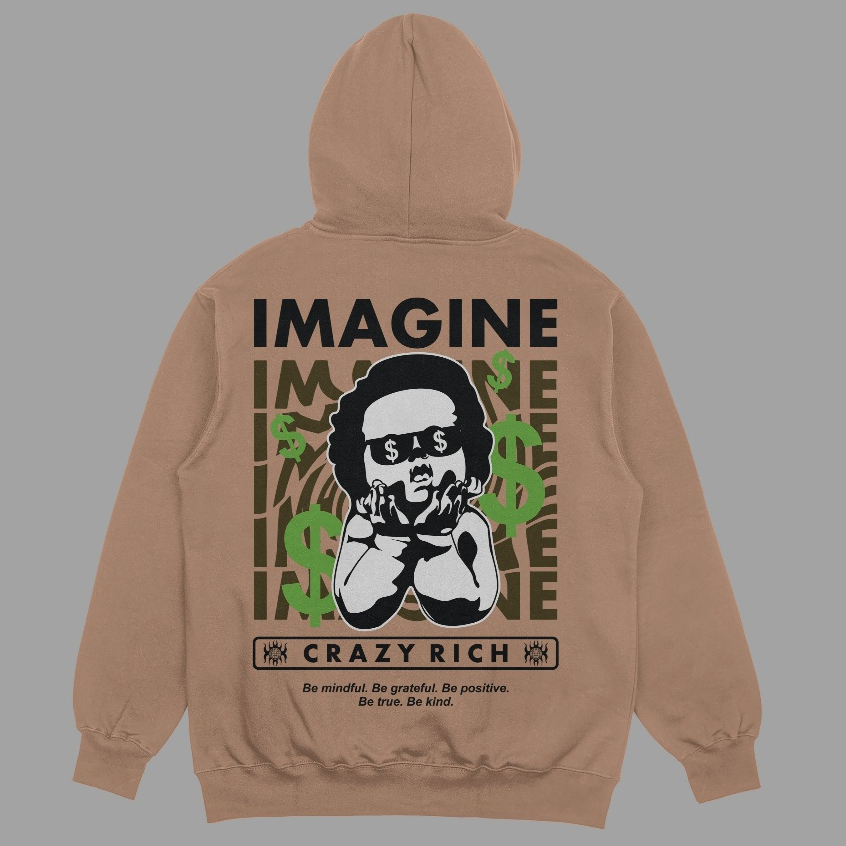 Blusa Moletom Canguru Imagine $$$ Muito Dinheiro Crazy Rich Casaco de Frio Com Capuz Streetwear Envio Imediato