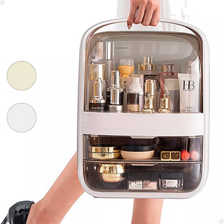 Porta Maquiagem Cosméticos 2 Gavetas Tampa Acrílico Dupla em Oferta na Shopee