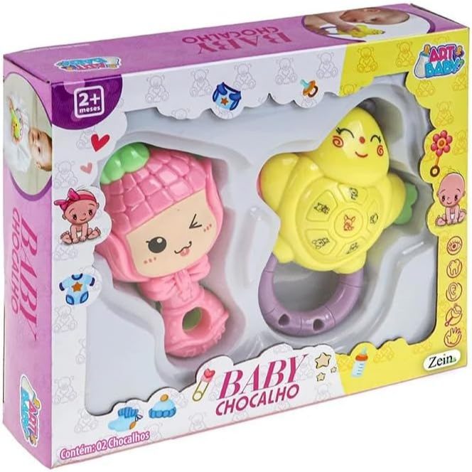 Chocalho Kit Baby 2 Peças Chocalho para Bebê Colorido
