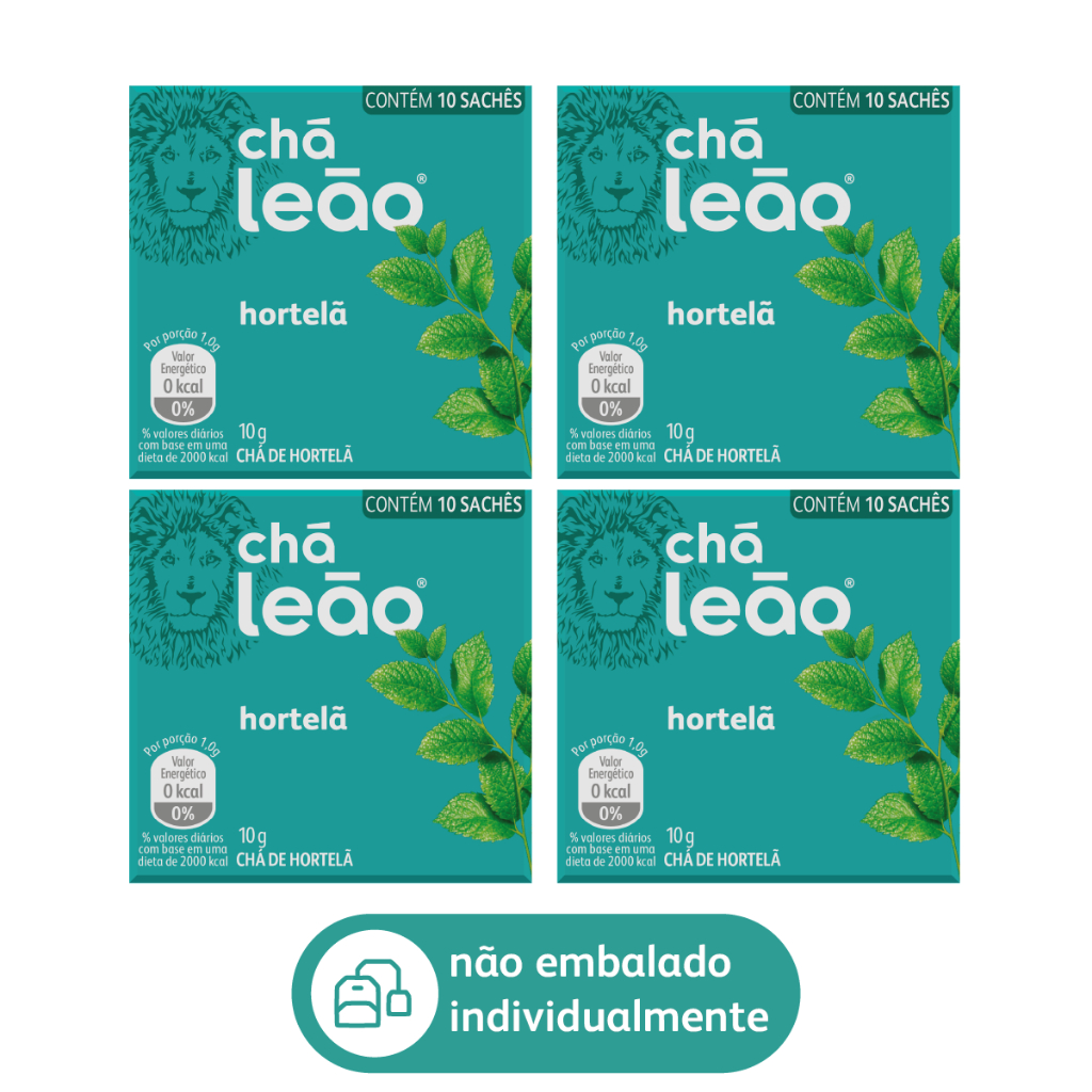 Kit Chá Leão de Hortelã - 4 Caixas / 40 Sachês - Food & Beverages