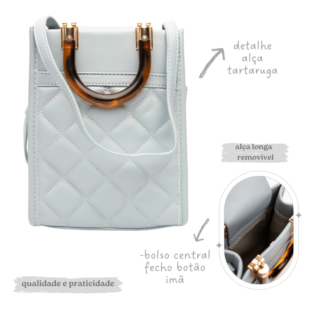 Bolsa blogueira Matelassê com Alça de Tartaruga M494