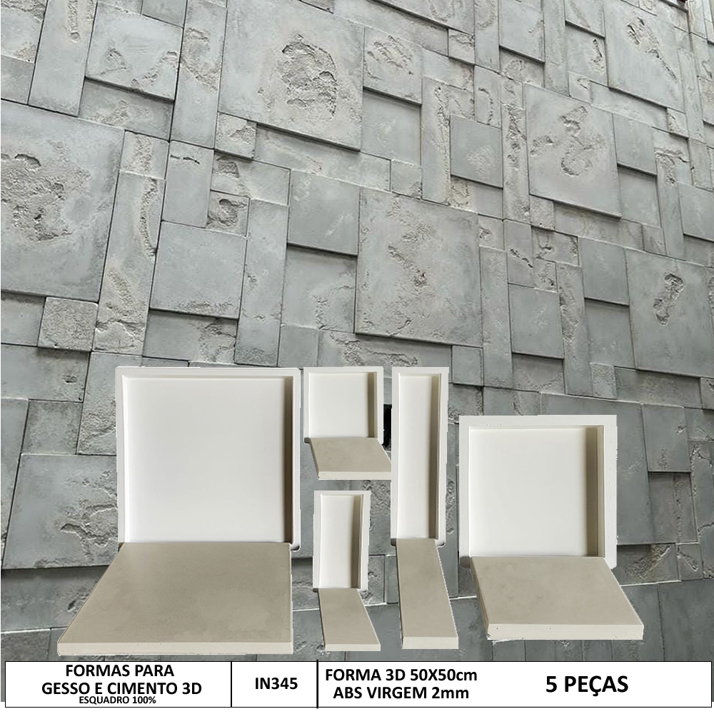 5 Forma 3d Molde Para Produção de Mosaico Liso Etrusco e Travertino Bruto ABS 2mm Molde Para Gesso/Cimento 3d IN345KT