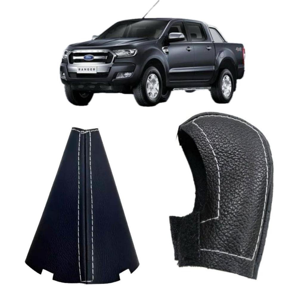 Capa protetora em Couro para manopla câmbio automático e Coifa em courvin Ford Ranger xlt 2012 a 2019