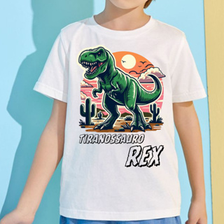 camiseta camisa blusa tshirts moda infantil e juvenil dinossauro vários modelos unissex em Oferta na Shopee
