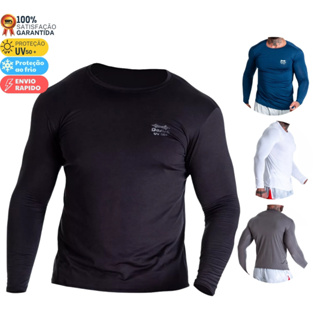 Camisa Térmica Masculina Com Proteção Uv 50+ Segunda Pele Camiseta Malha Fria Academia Manga Longa em Oferta na Shopee