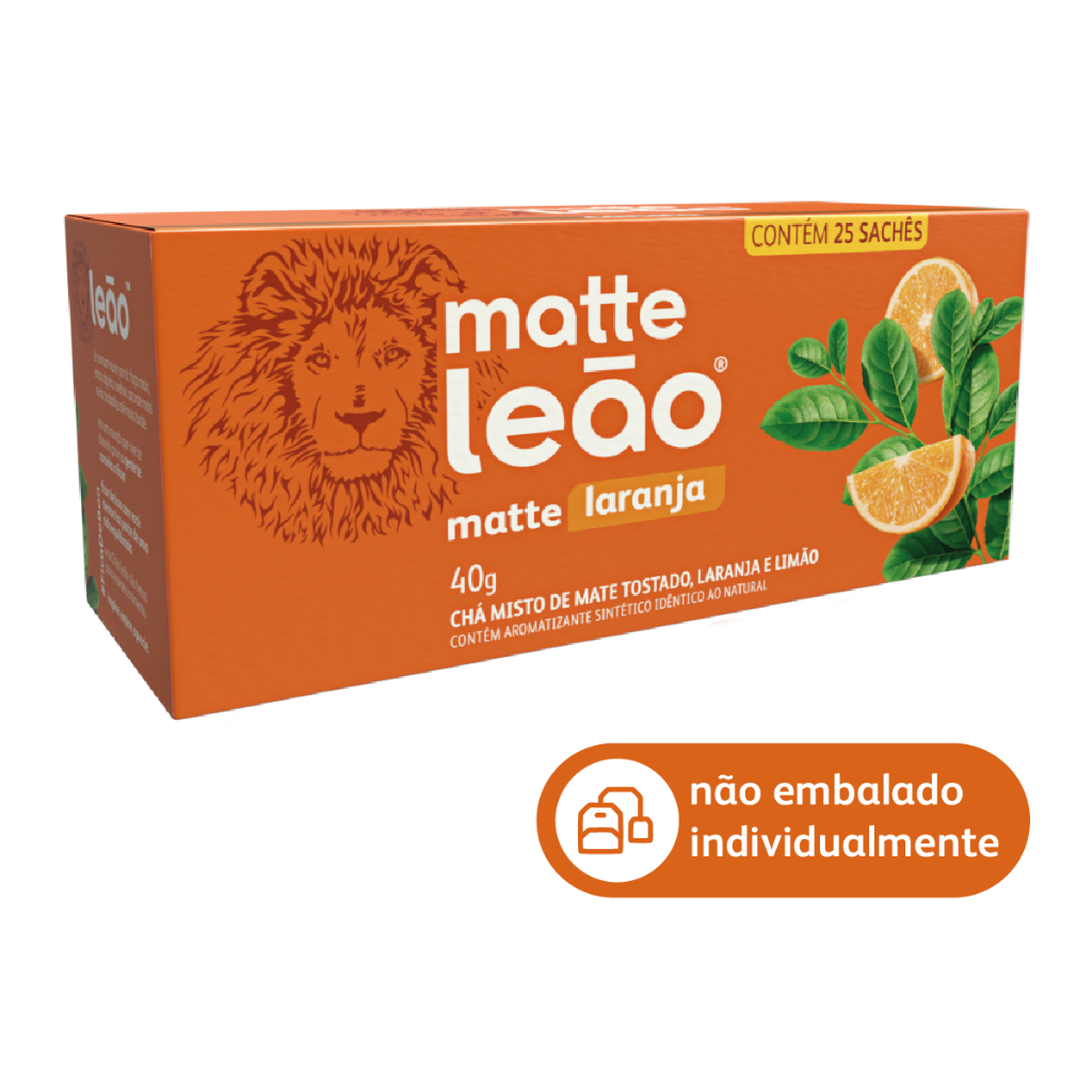 Chá Matte Leão Laranja - Caixa com 25 Sachês