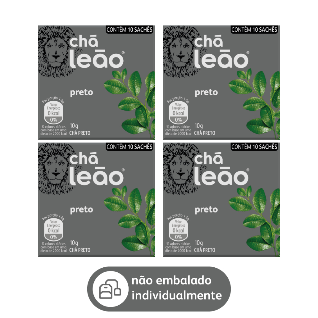 Kit Chá Leão de Chá Preto - 4 Caixas / 40 Sachês em Oferta na Shopee