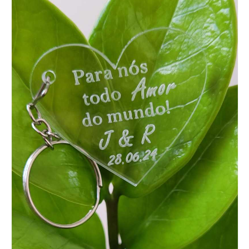 LEMBRANCINHA CASAMENTO CHAVEIRO ACRÍLICO PERSONALIZADO COM INICIAIS E DATA - NOIVADO - CASAL