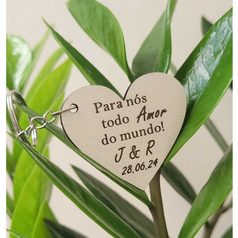 LEMBRANCINHA CASAMENTO CHAVEIRO MDF PERSONALIZADO COM INICIAIS E DATA - NOIVADO - CASAL