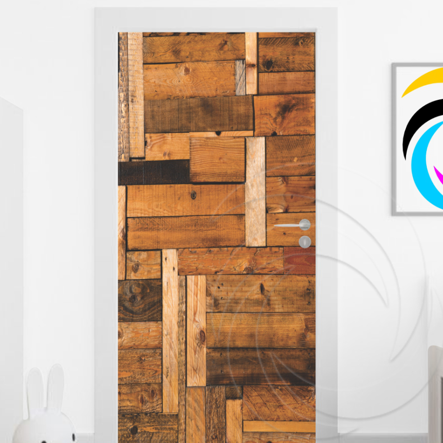 Adesivo De Porta De Madeira ou Vidro Decoração Revestimento Texturas - Caixote 01436