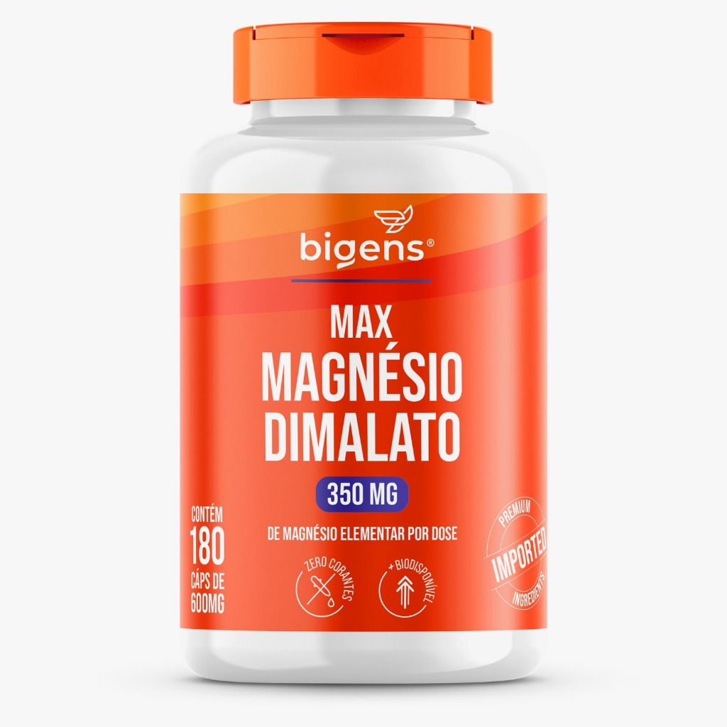 Max Magnésio Dimalato, 350mg de magnésio elementar por dose, Bigens 180 cápsulas (Unidade) em Oferta na Shopee