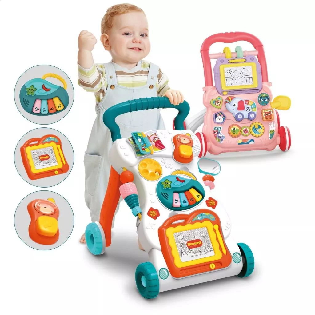 Andador de Empurrar Didático Brinquedo Educativo com Teclado Musical e Lousa Mágica — imagem 1