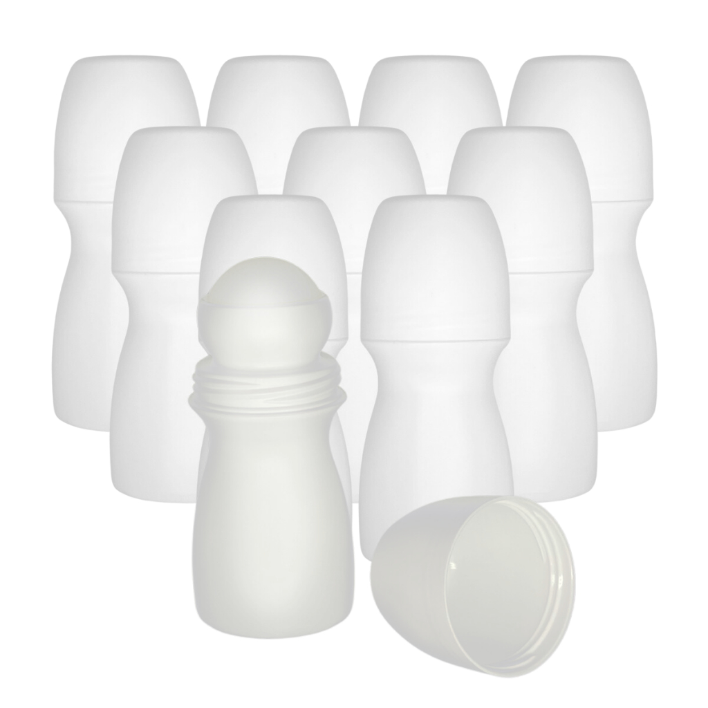 Kit 10 Frasco Desodorante Rollon Esfera Vazio Plástico 70ml Com Tampa Branca