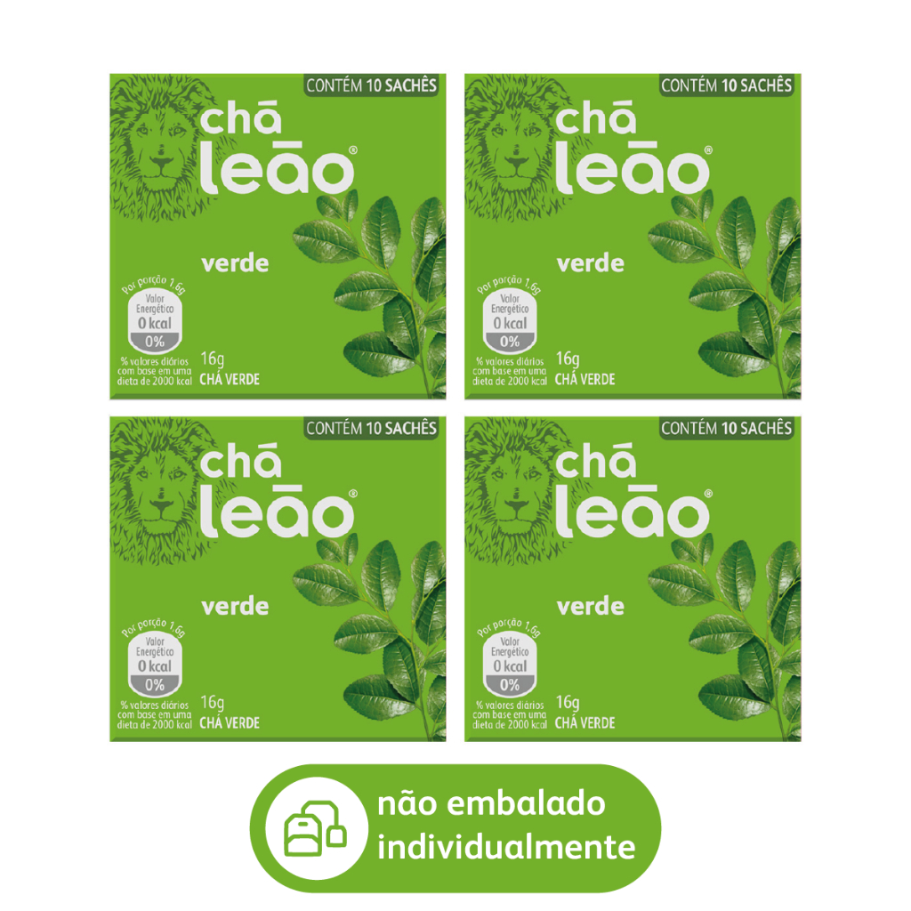 Kit Chá Leão de Chá Verde - 4 Caixas / 40 Sachês em Oferta na Shopee