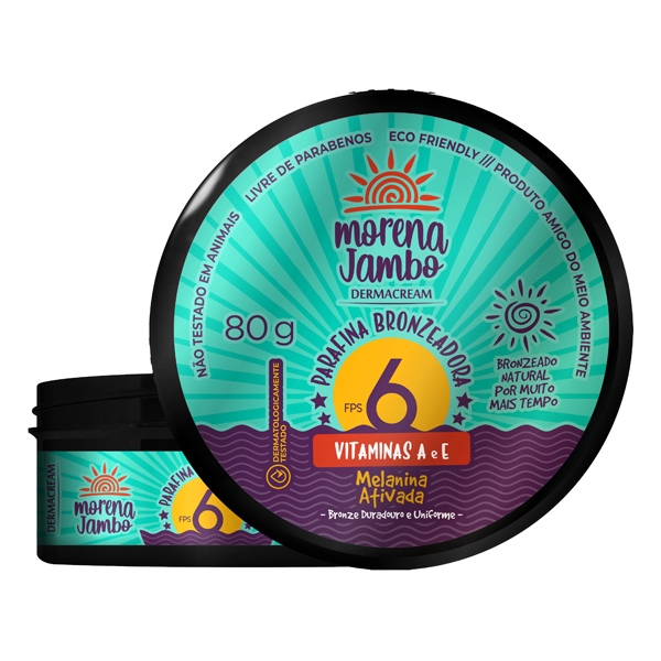 Parafina Bronzeadora Dermacream Morena Jambo Melanina Ativada  FPS 6 - 80g