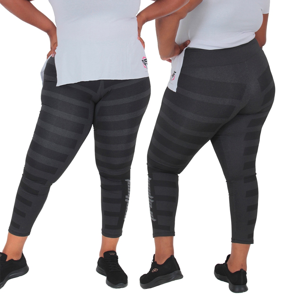 Legging Plus Size Mescla  Cintura Alta Compressão G1 e G2 Reforçada Plus em Oferta na Shopee