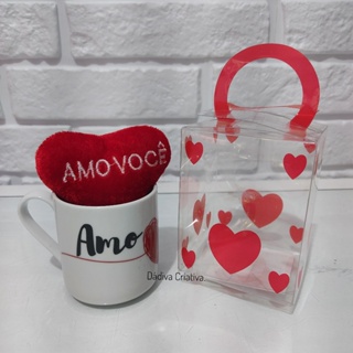 Caneca com Coração Amo Você em Oferta na Shopee
