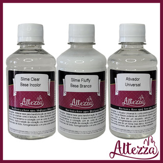Kit Premium Cola Fluffy 250g + Cola Clear 250g + Ativador Universal 250ml Altezza - Kit Slime Atividade Sensorial