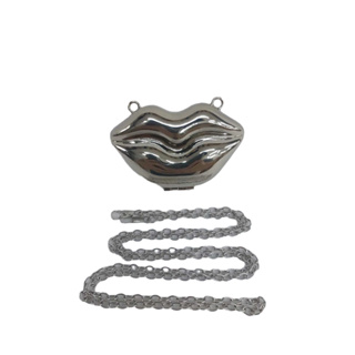 Mini Bolsa Metálica Formato de Boca Lábio em Oferta na Shopee
