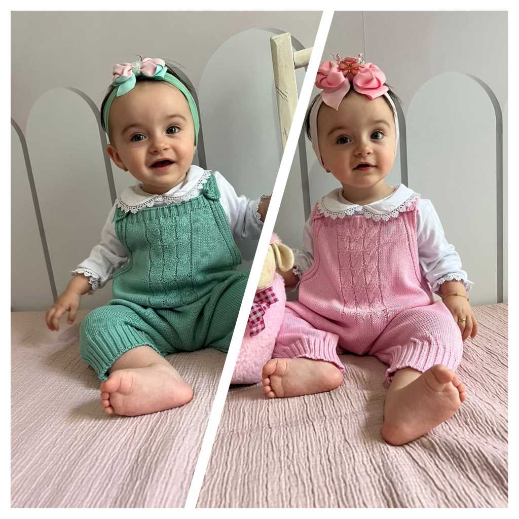 JARDINEIRA DE TRICOT VERANEIO ESTILO JUMPER BAG MENINO E MENINA