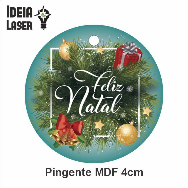 Feliz Natal Mod1 - Pingente MDF - Arte Estilo Vitral