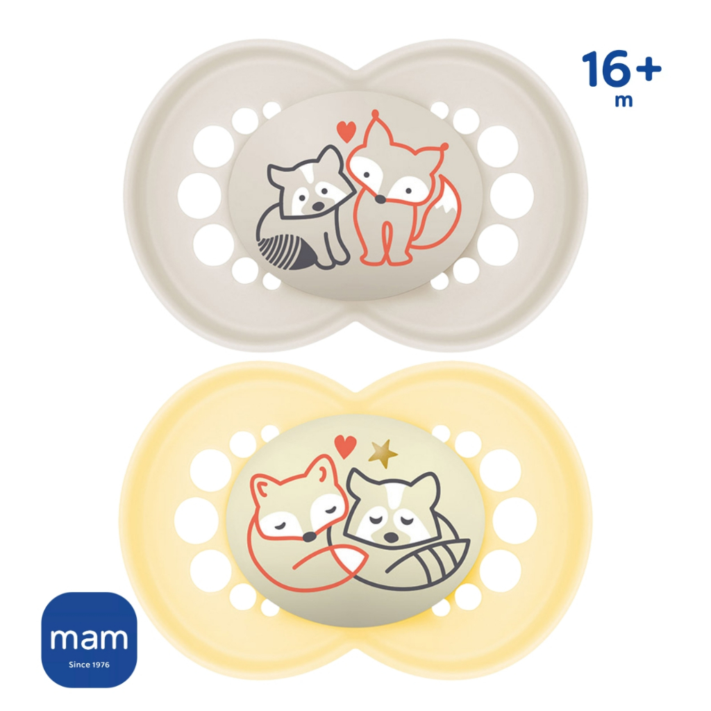 Kit 2 Chupeta 16+ Meses MAM Original DAY&NIGHT 1 brilha no Escuro Menino Menina Neutra Bebê Bico Silicone