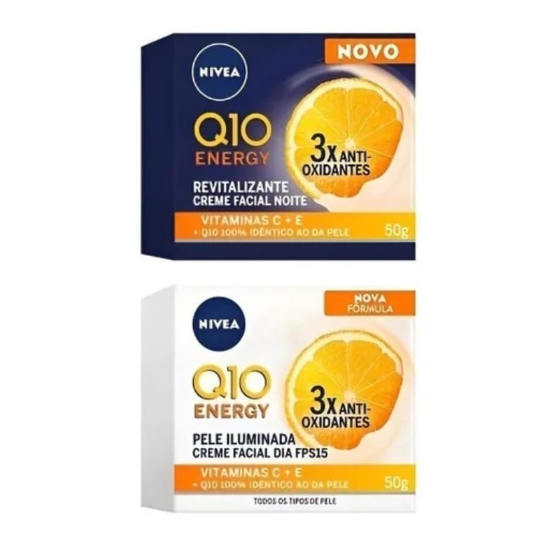 Kit Nivea Q10 Antissinais Energy Tratamento Facial Diurno 50g e Noturno 50g 3x Anti-Oxidantes