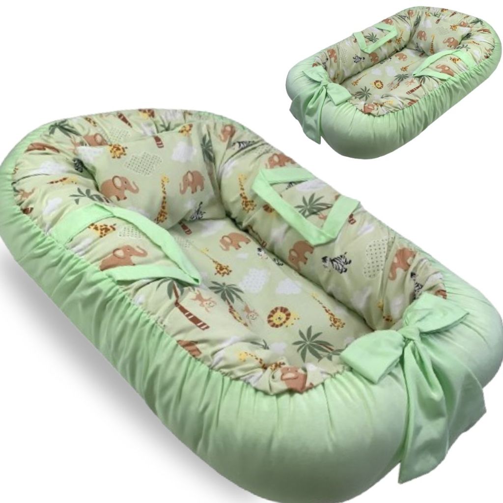 Ninho Redutor de Berço Portátil com Almofada Enxoval Bebê Recém Nascido Menino Safari Verde em Oferta na Shopee