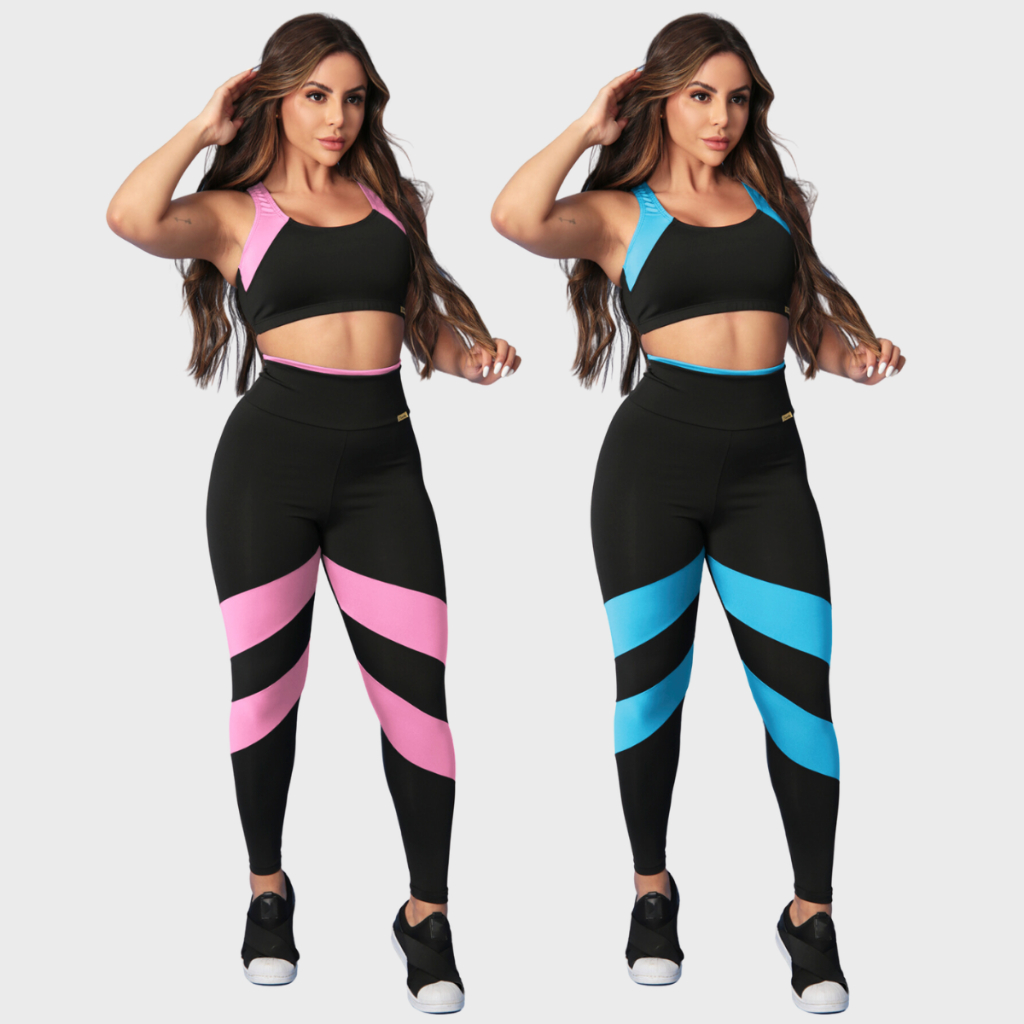 KIT 2 Conjuntos Top Calça Fitness Feminina Tarelles em Oferta na Shopee